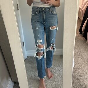 Lovers + Friends Distressed Straight Leg Jeans